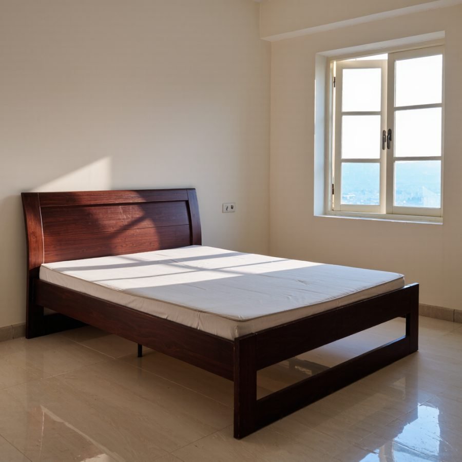 Wooden double bed with storage