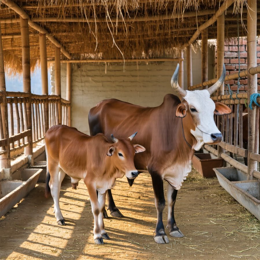 Two desi cows, good milk yield