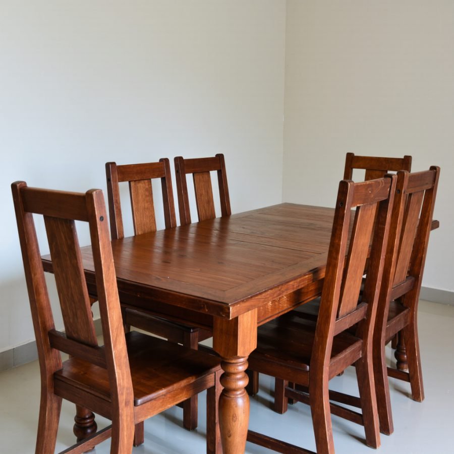 Six seater dining table with chairs
