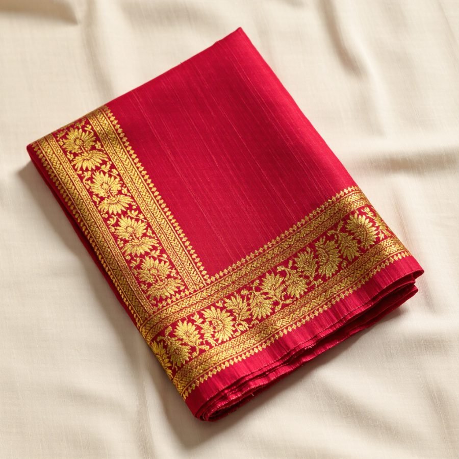 Red silk saree, worn once at a wedding